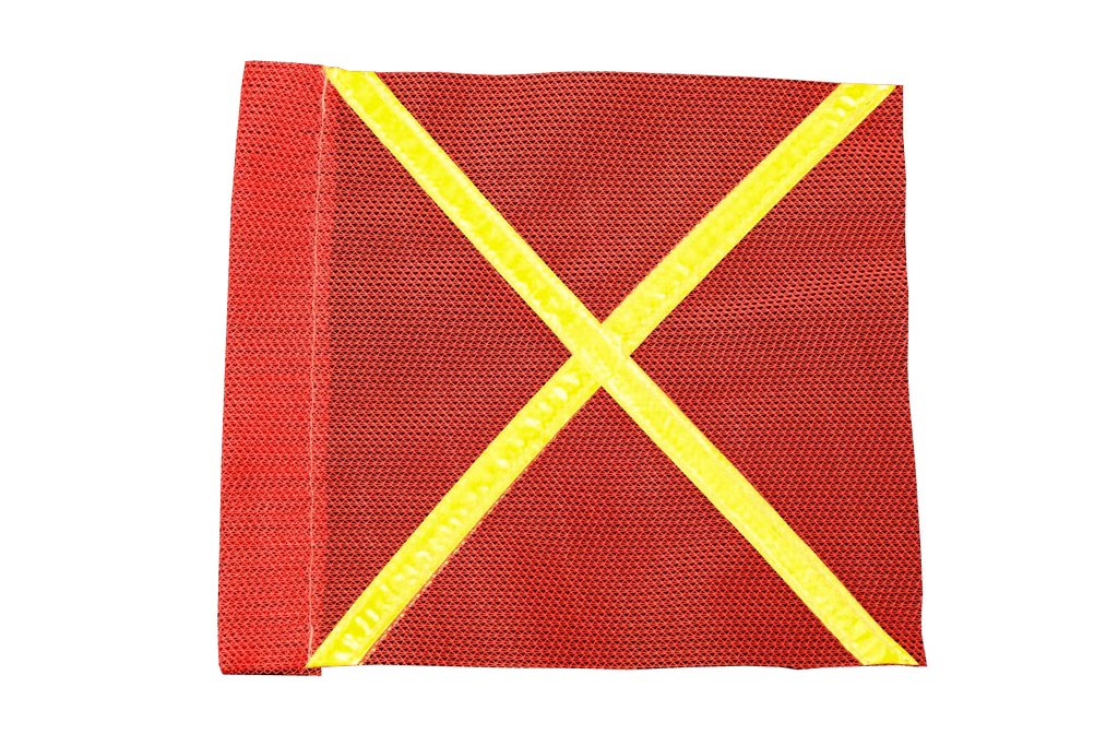Florescent Industrial Flag with Reflective X.– buggywhip